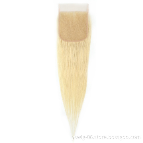 XCCOCO Cuticle Aligned Raw Virgin Straight Hair Ombre 613 Blonde Human Hair Bundles with Closure